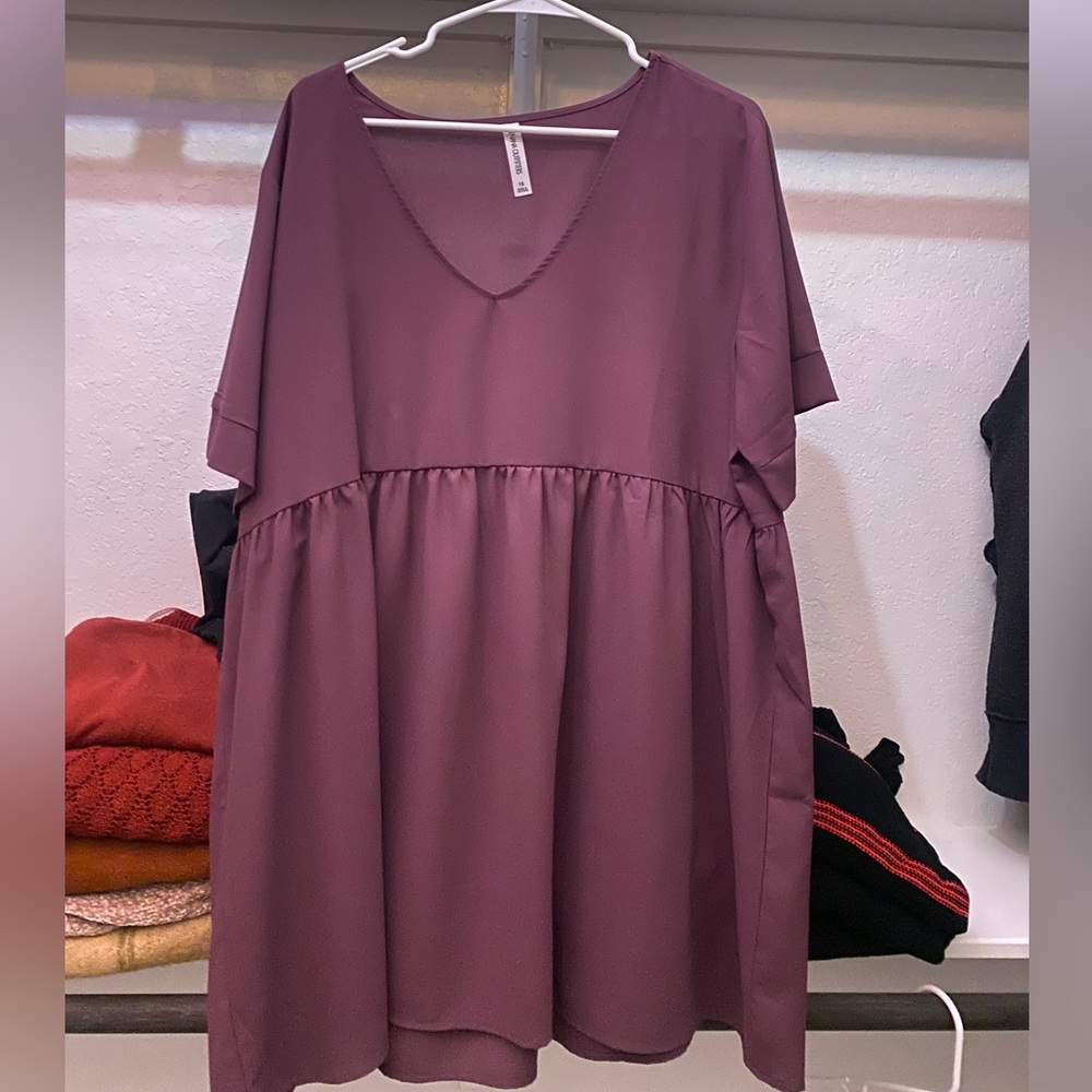 Wine/deep maroon babydoll dress